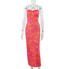 Women Fashion Sexy Floral Print Maxi Dress