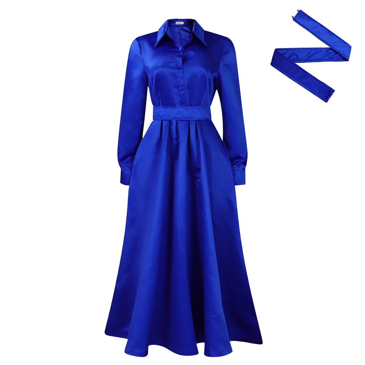 Winter Large Swing Lapel Long Sleeve Midi Dress