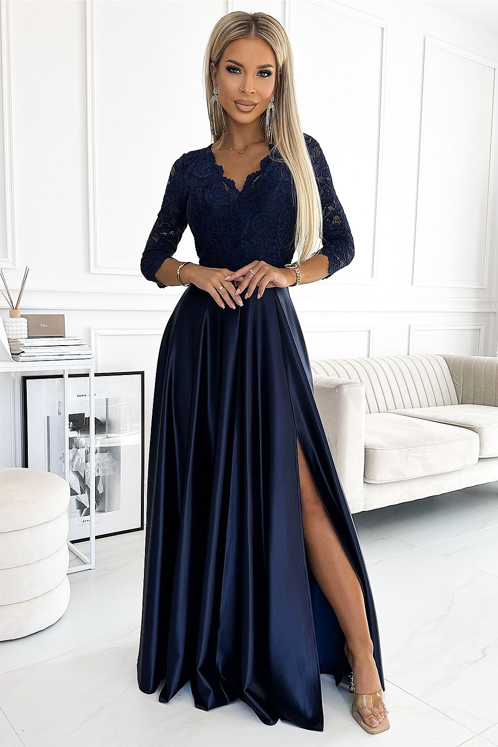 Women elegant long lace maxi dress