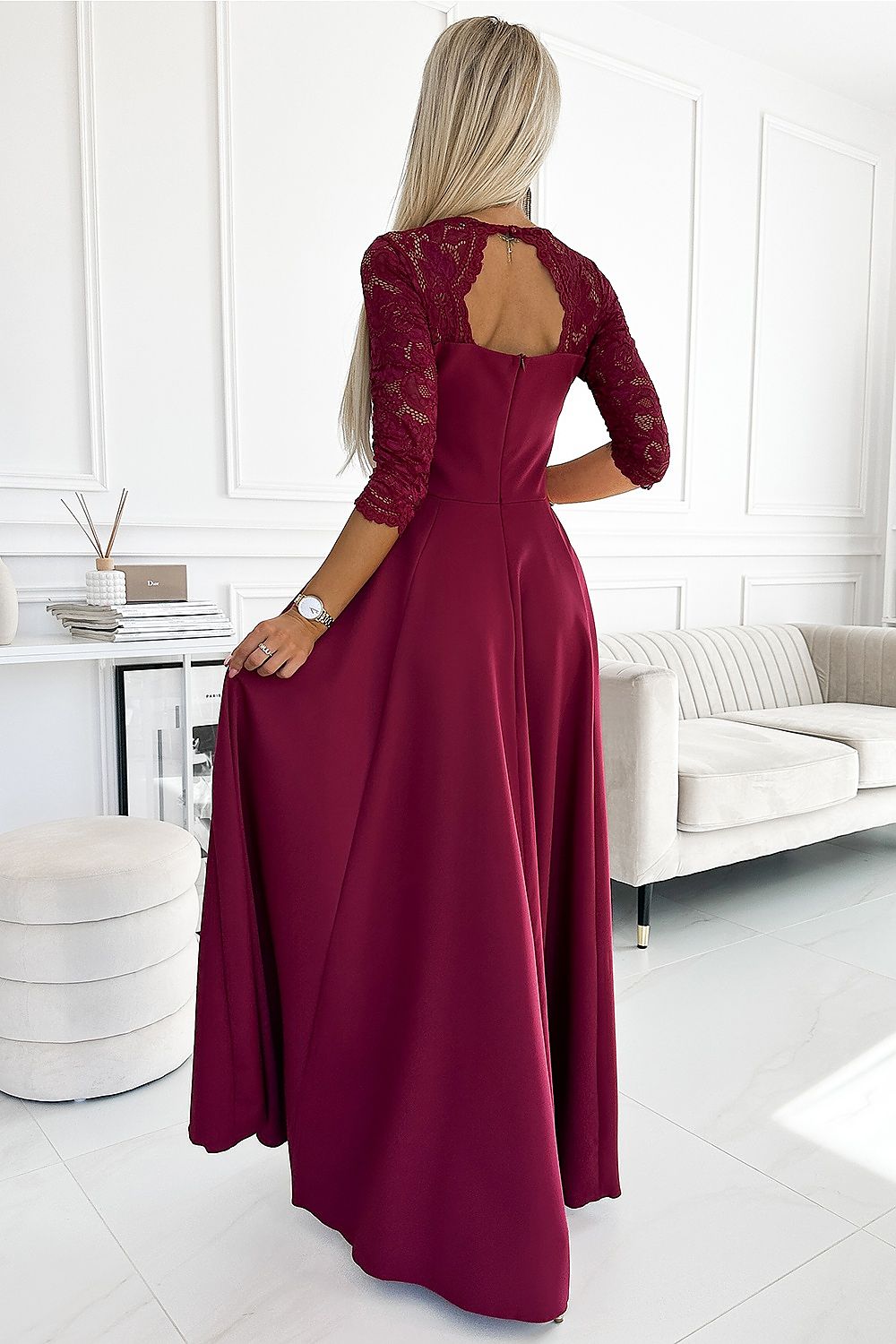 Women elegant long lace maxi dress