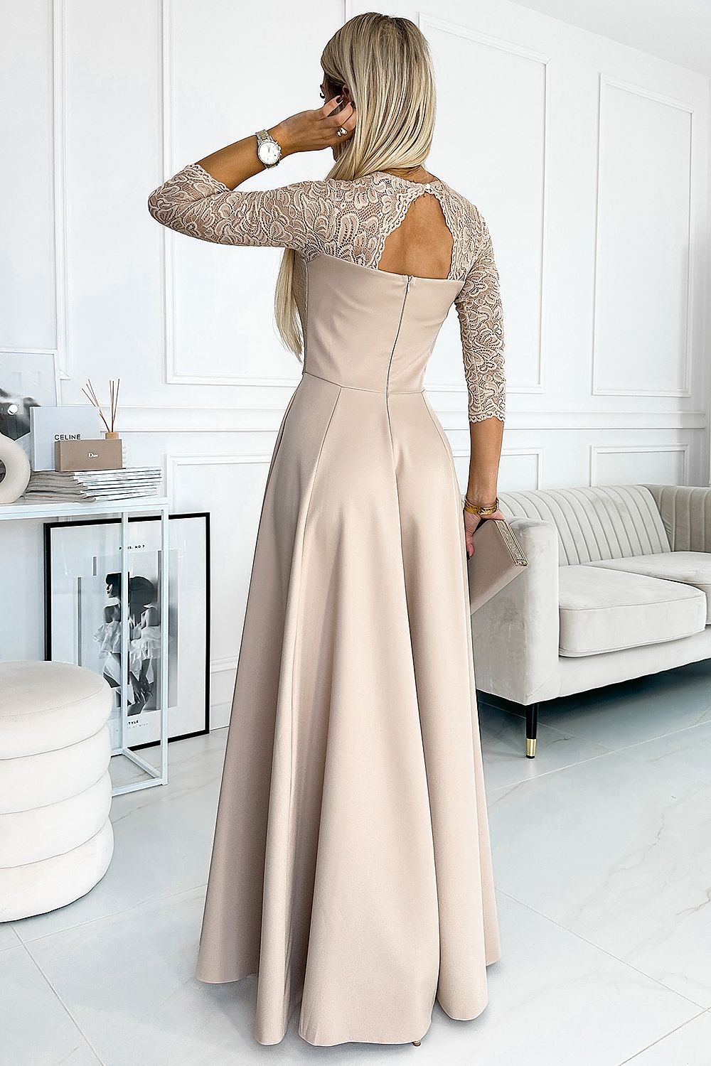 Women elegant long lace maxi dress