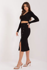 Women clothing  set consisting of a short long-sleeved sweater and a midi skirt