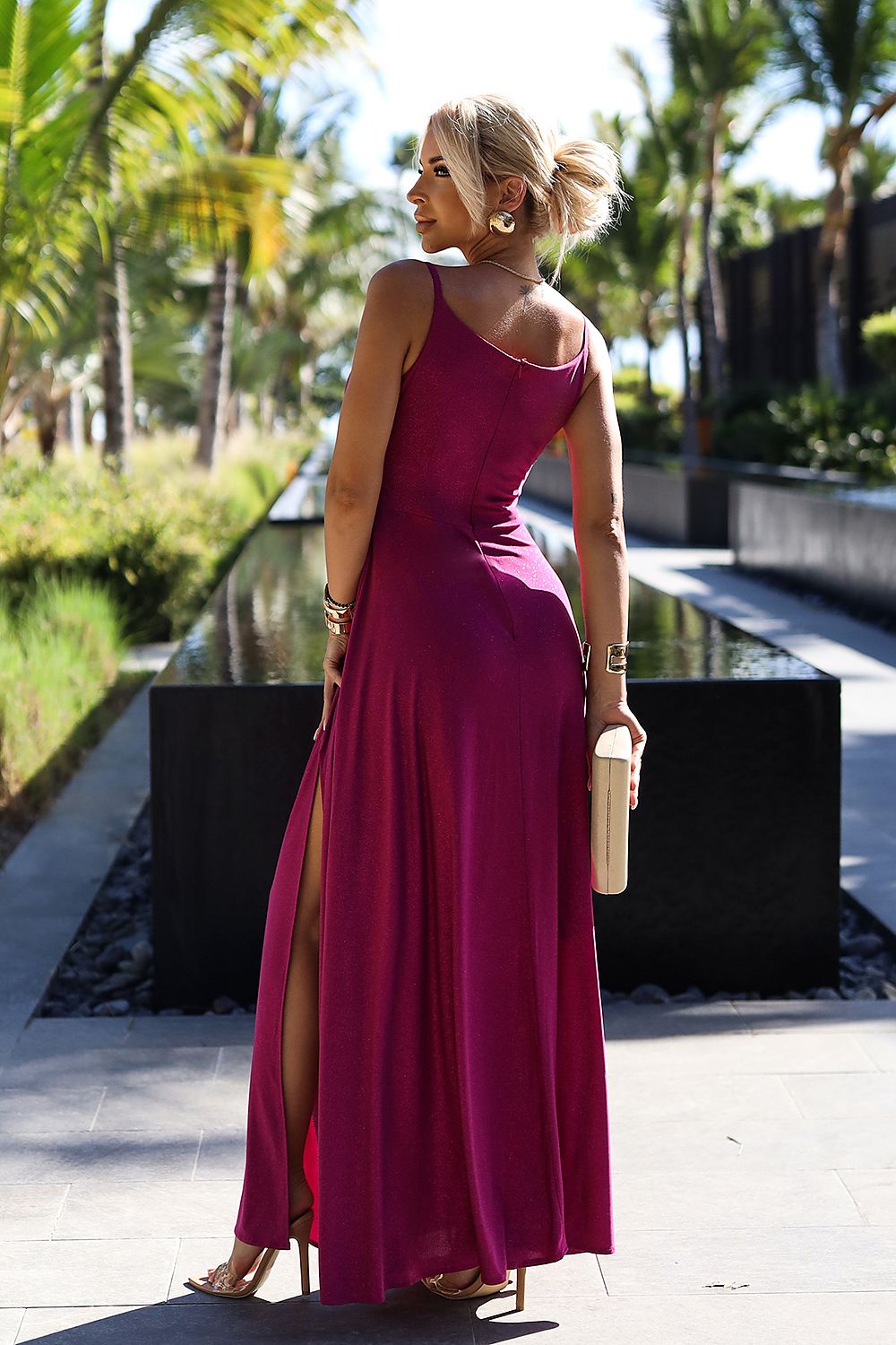 elegant long strapless maxi dress