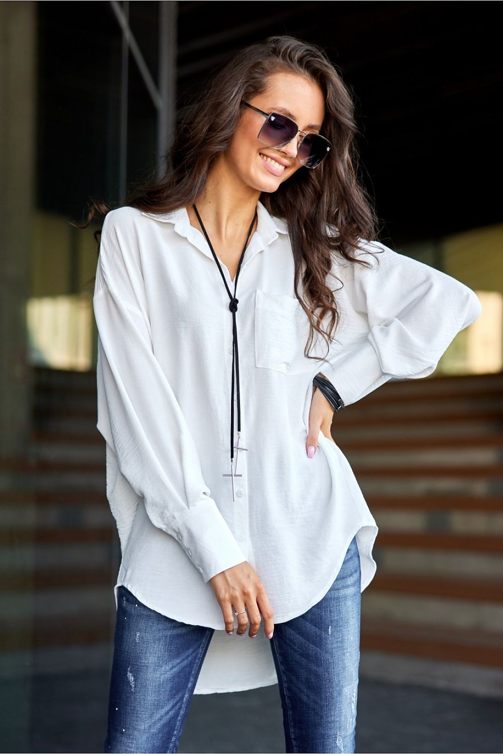 Women cute pocket on the front Long sleeve shirt