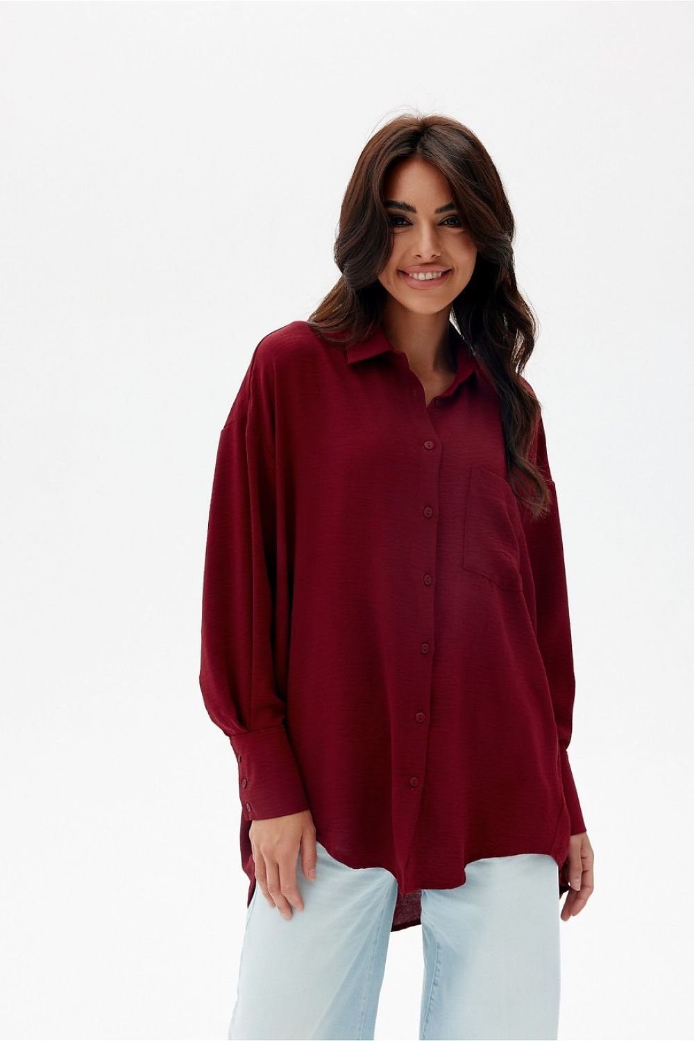 Women cute pocket on the front Long sleeve shirt