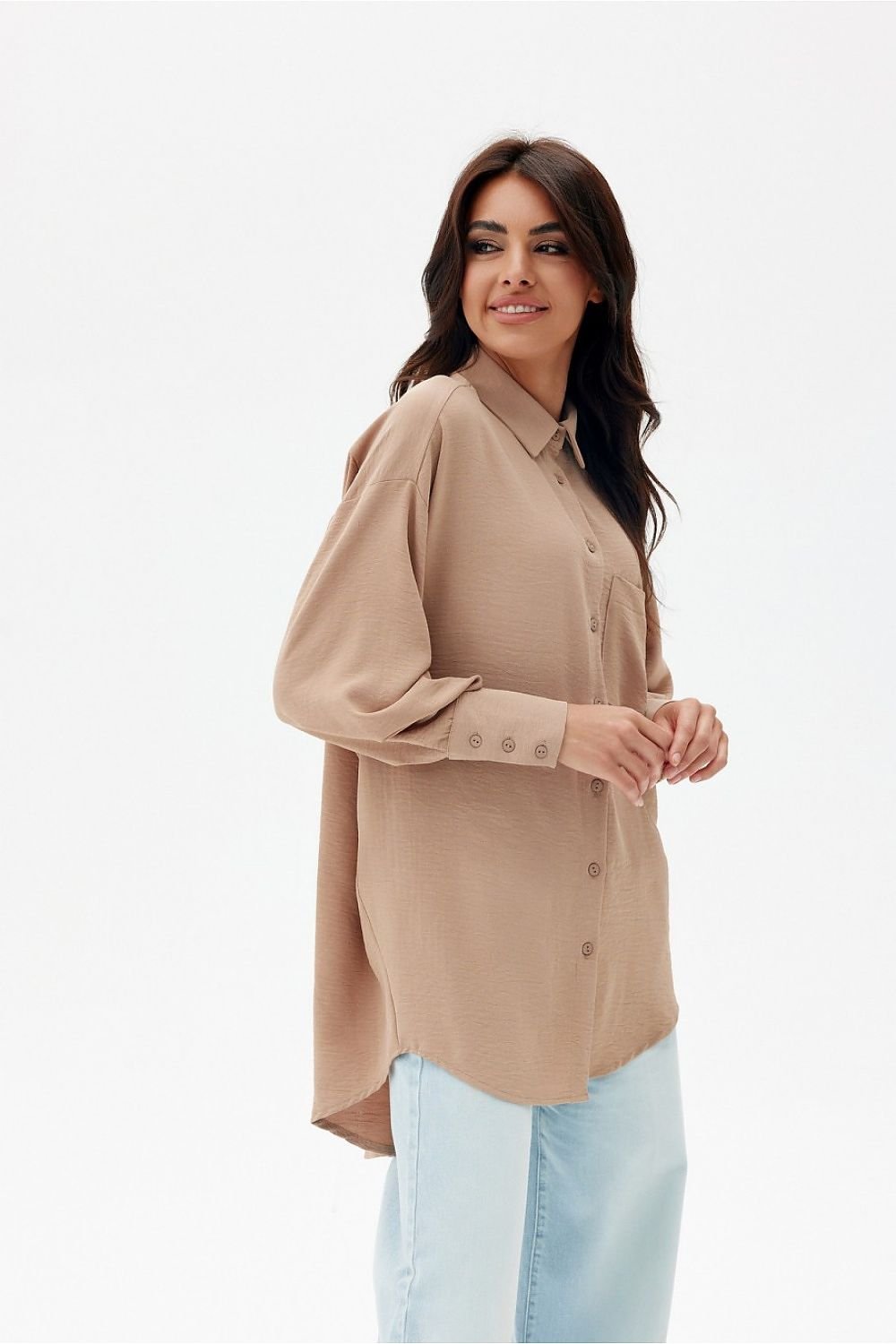 Women cute pocket on the front Long sleeve shirt