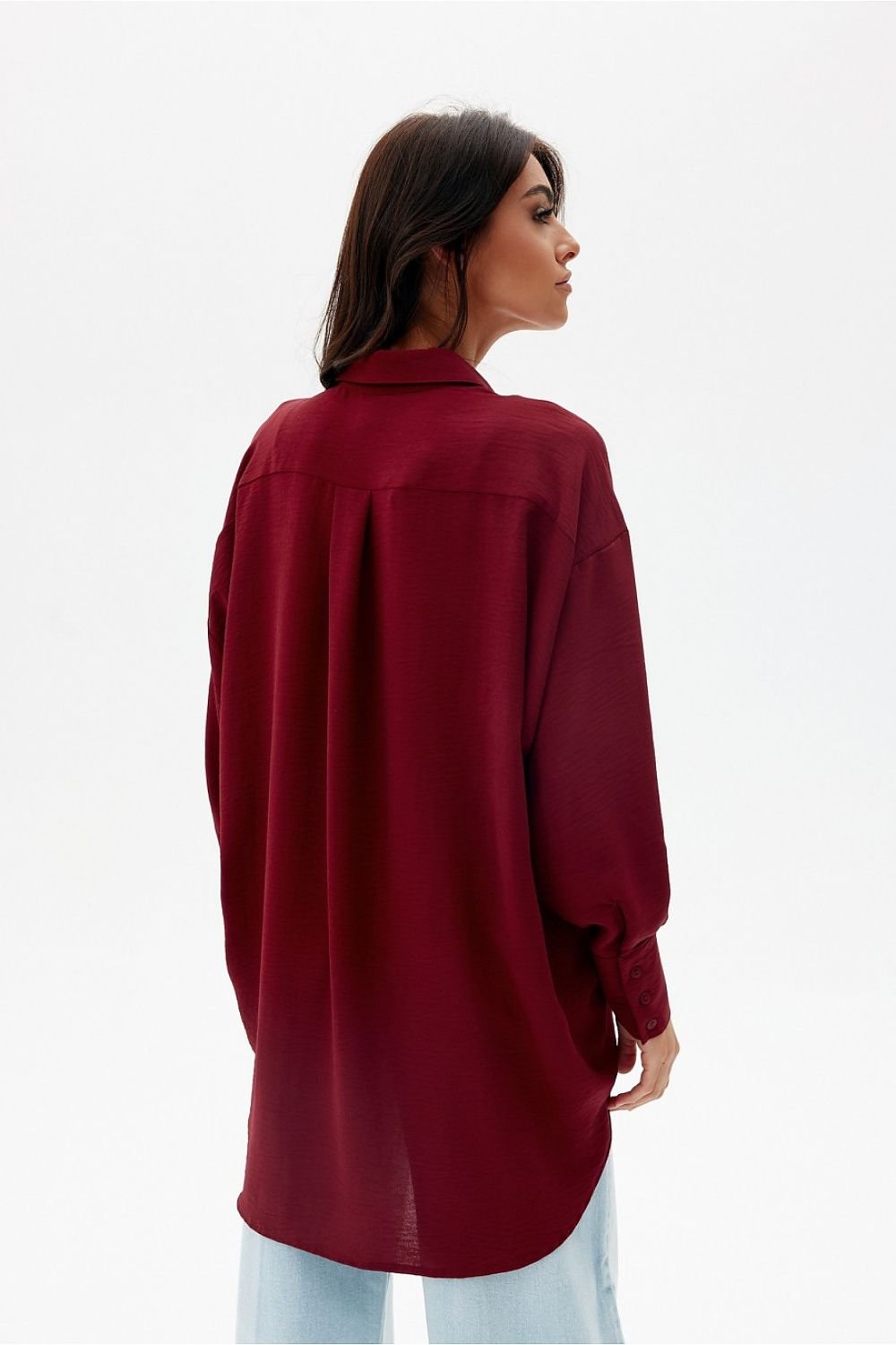 Discover comfort and elegance with our asymmetrical oversize cut women's shirt Long sleeve shirt