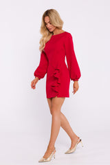 Stylish mini dress sewn from a single-color fabric, ideal for special occasions