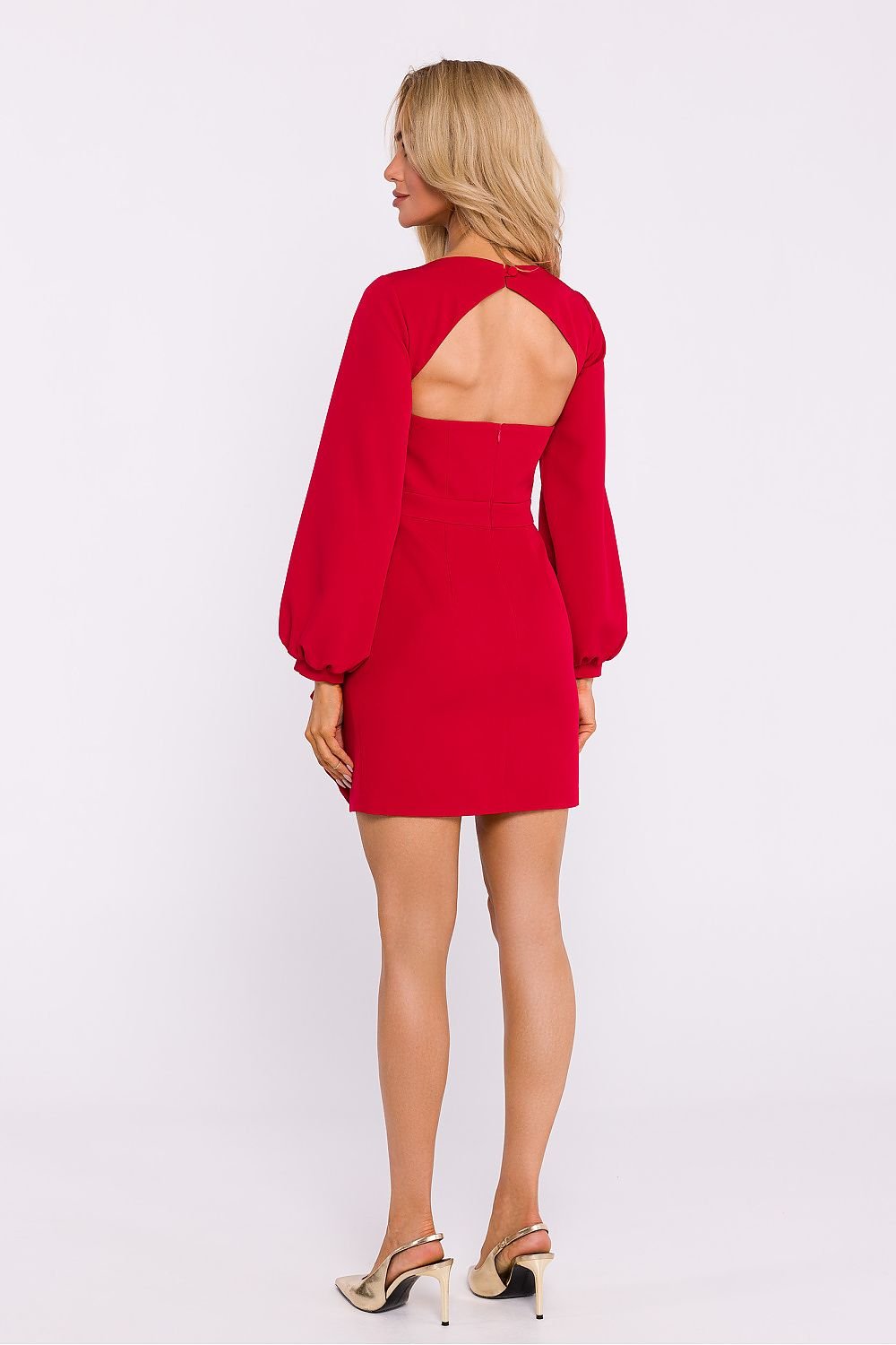 Stylish mini dress sewn from a single-color fabric, ideal for special occasions