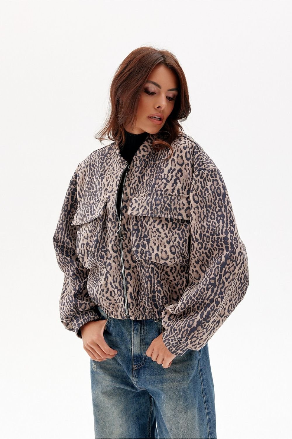 highest quality soft suede jacket with animal pattern