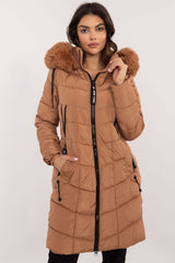 high-quality polyester with fur on collar Jacket