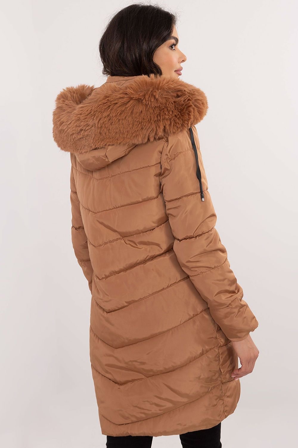 high-quality polyester with fur on collar Jacket