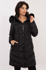 high-quality polyester with fur on collar Jacket