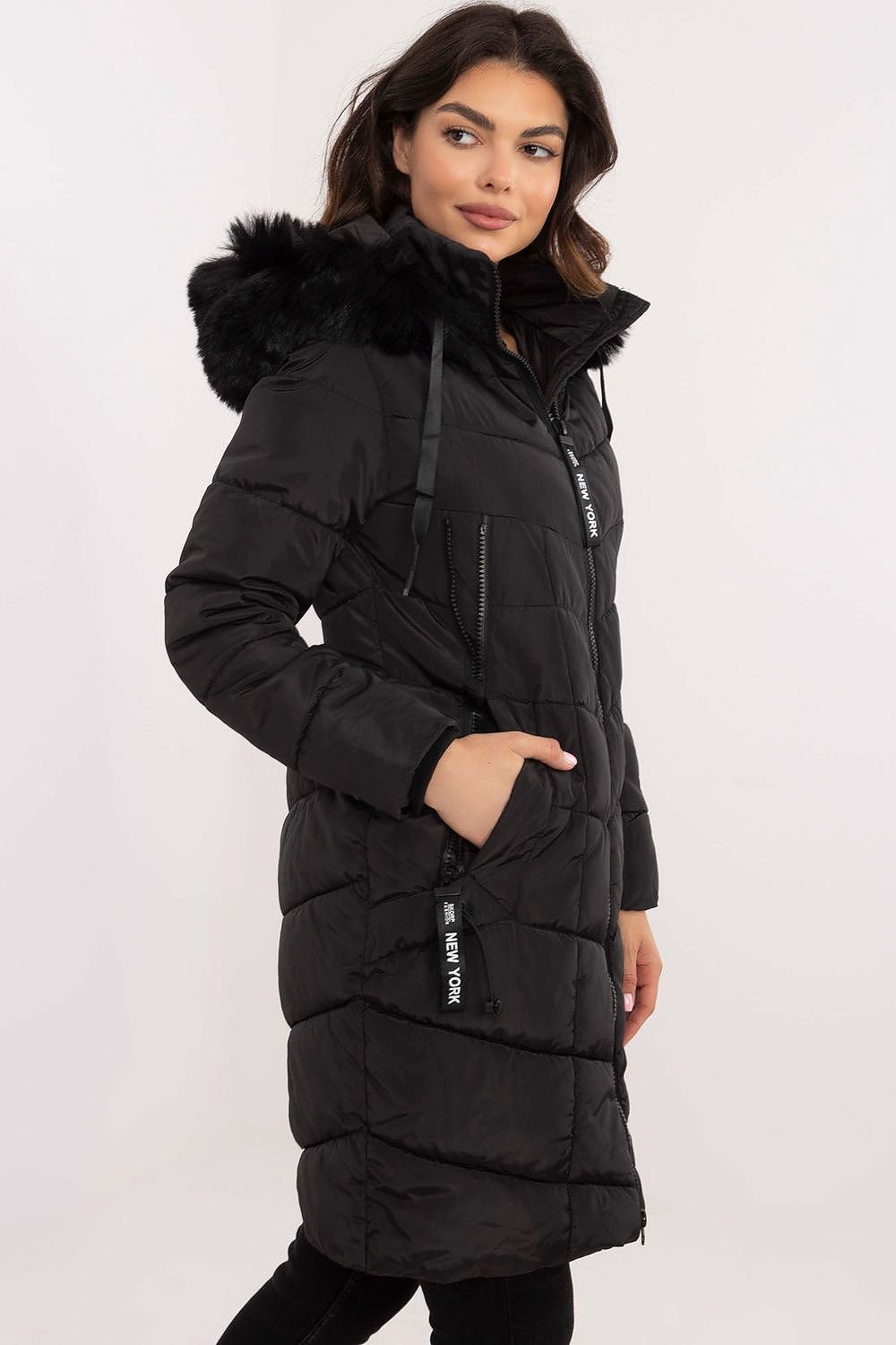 high-quality polyester with fur on collar Jacket