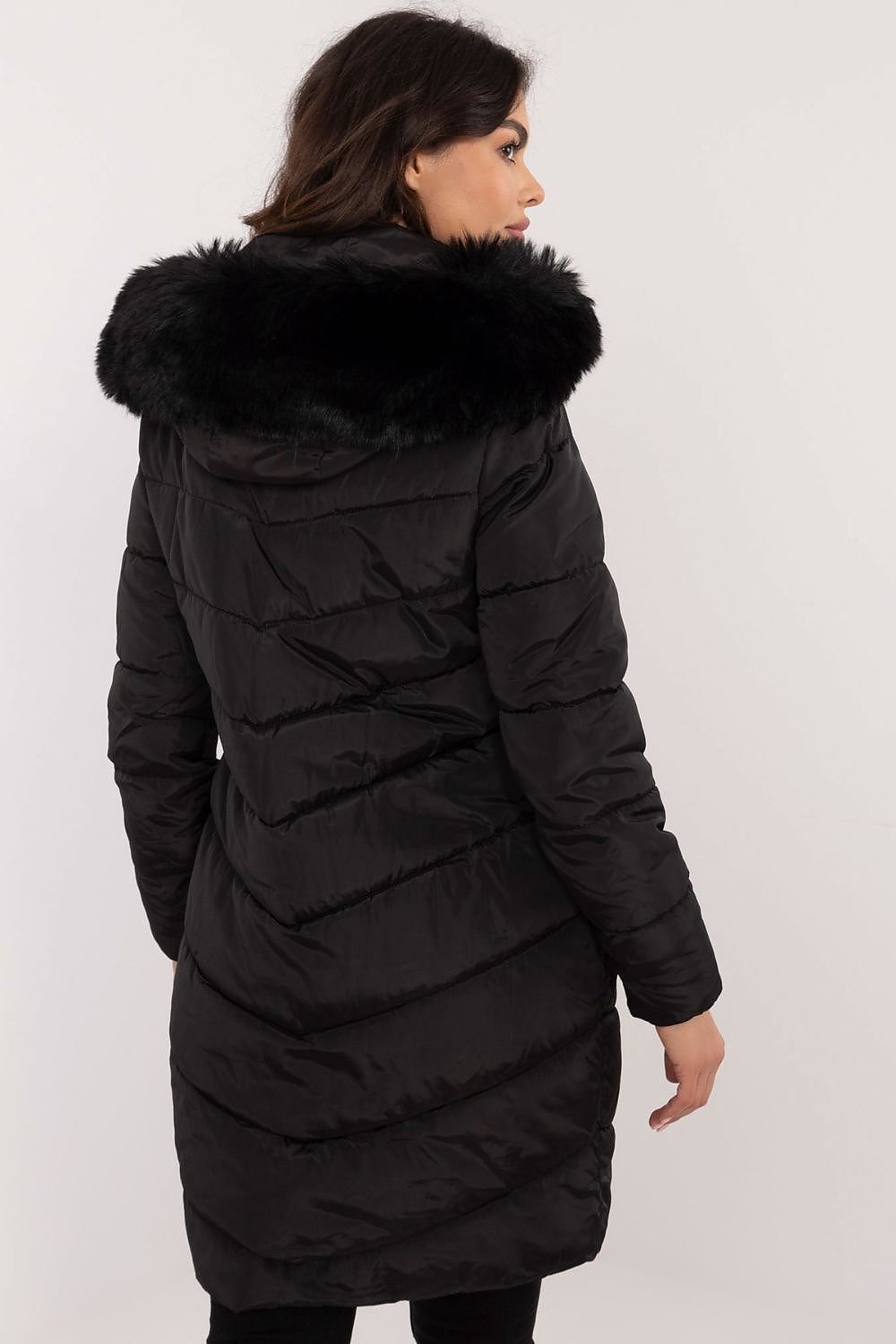 high-quality polyester with fur on collar Jacket