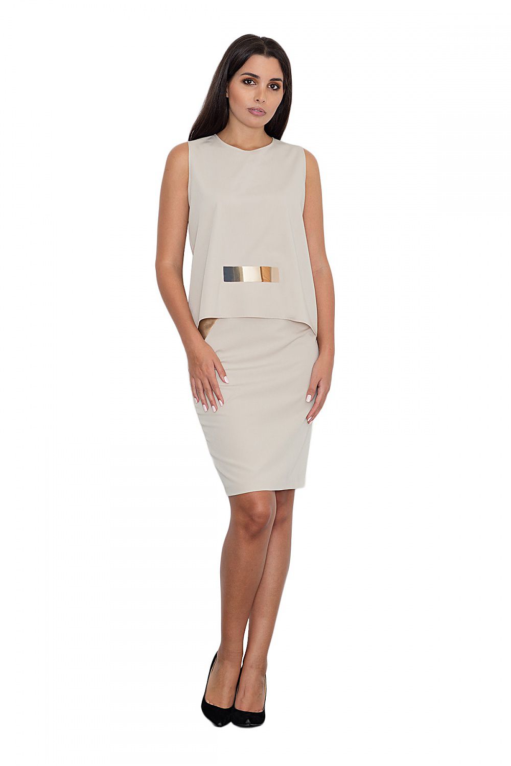 Elegant set in a simple version. A blouse with a midi pencil skirt