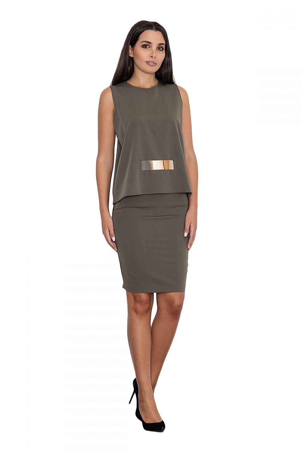 Elegant set in a simple version. A blouse with a midi pencil skirt