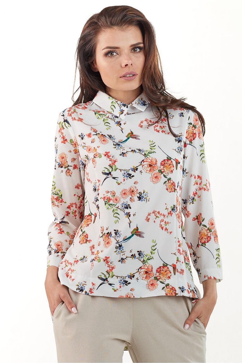 Women long sleeve Charming shirt with collar, buttoned