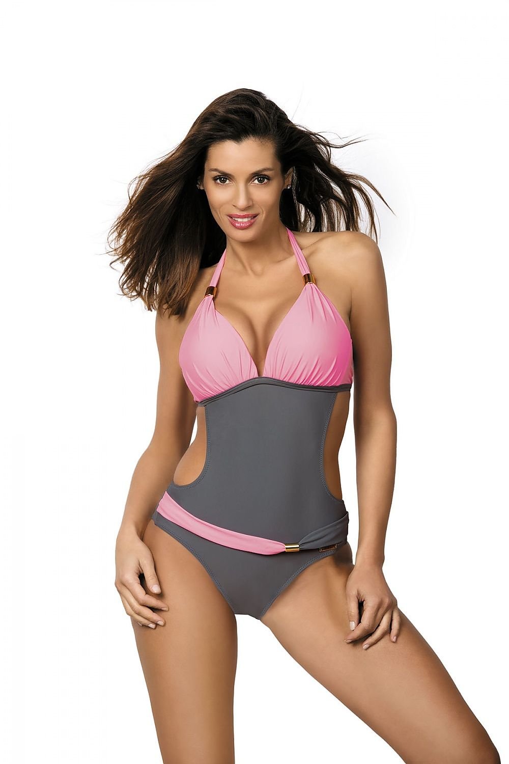 Elegant, one-piece monokini swimsuit with breast shaping cups.