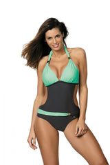 Elegant, one-piece monokini swimsuit with breast shaping cups.