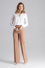 Long pants with a covered zipper