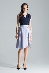 Contrast pleated midi skirt, without pockets