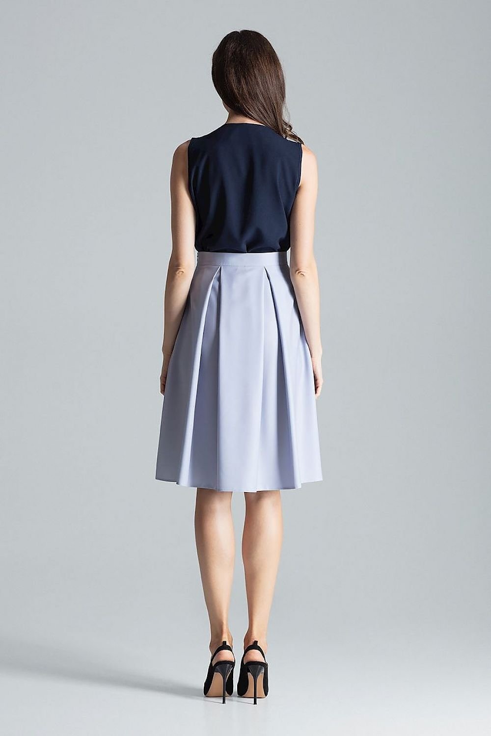 Contrast pleated midi skirt, without pockets