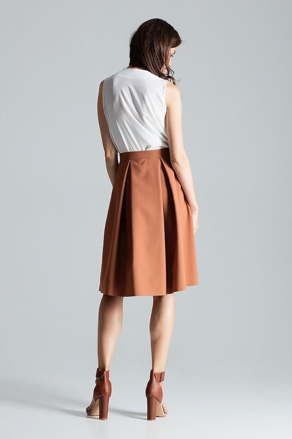 Contrast pleated midi skirt, without pockets