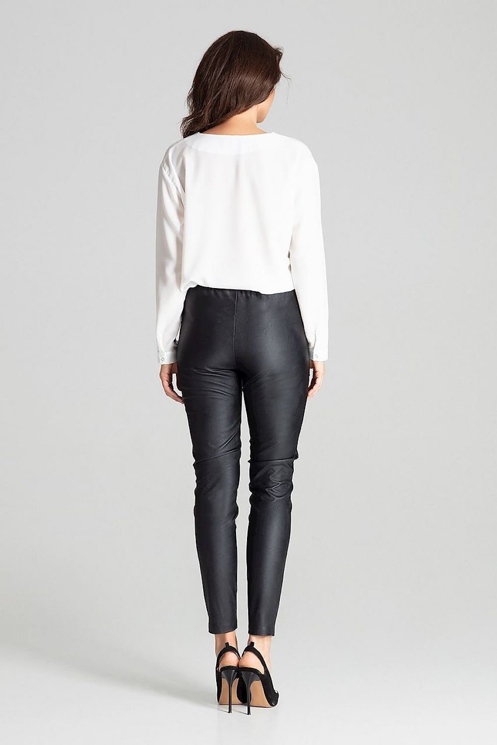 Black tailored trousers in eco-leather