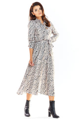 maxi dress with a shirt top & trapeze bottom buttoned up