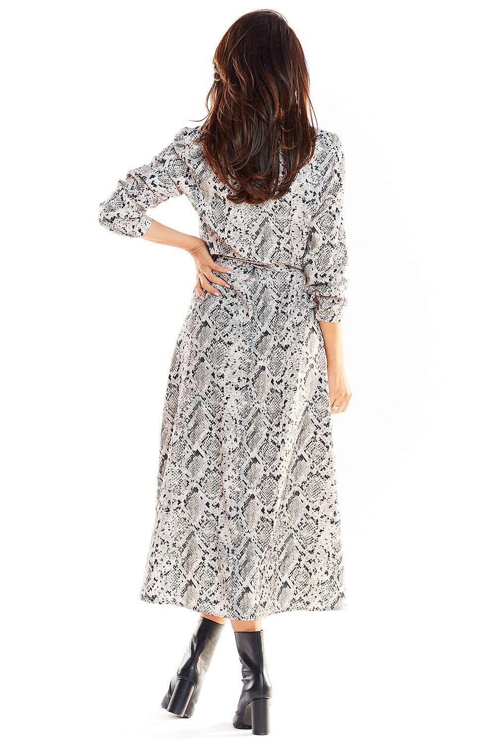 maxi dress with a shirt top & trapeze bottom buttoned up