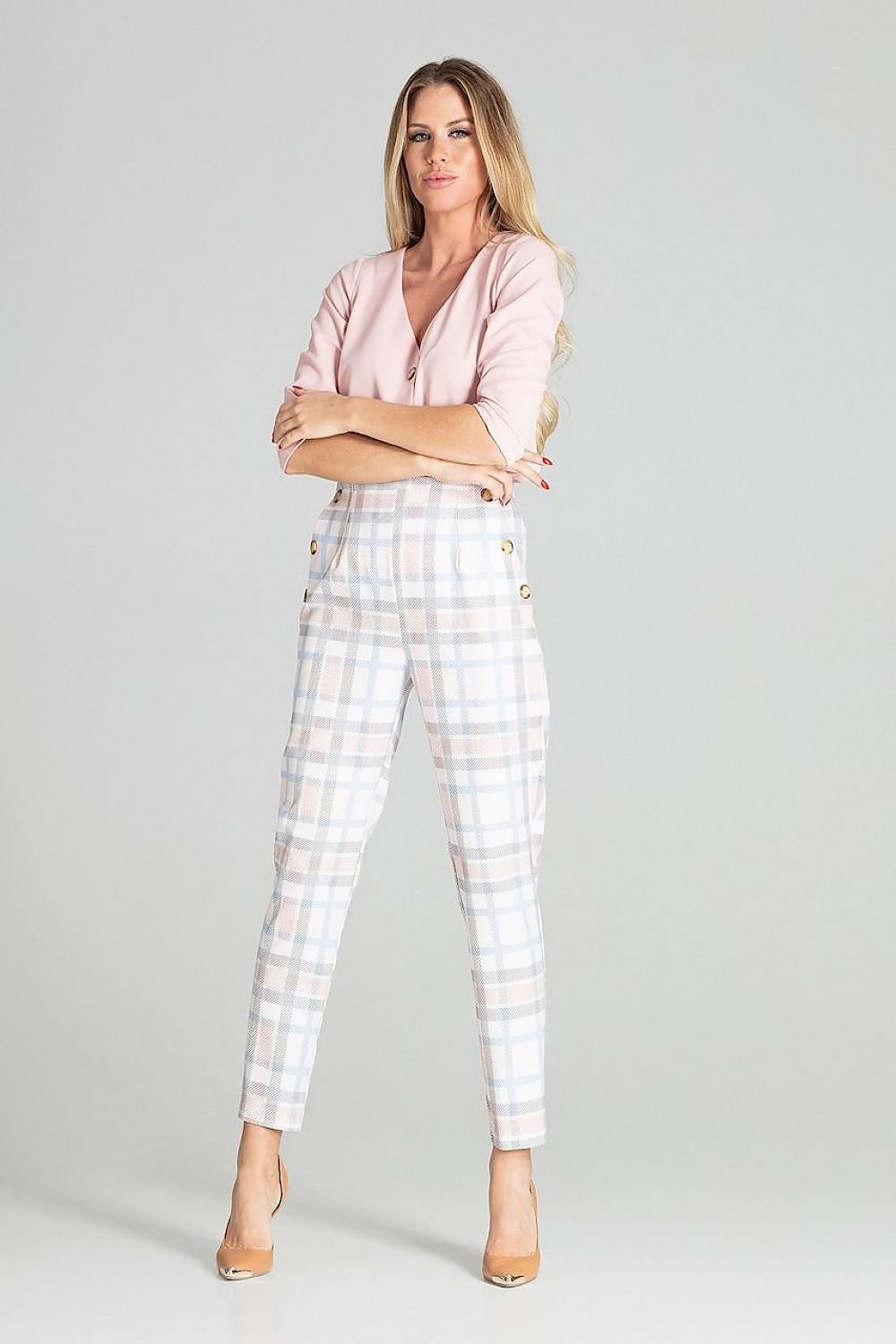 Checked trousers with slightly tapered legs