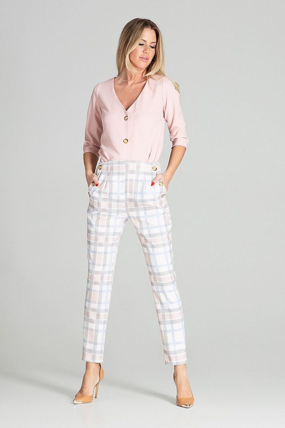 Checked trousers with slightly tapered legs