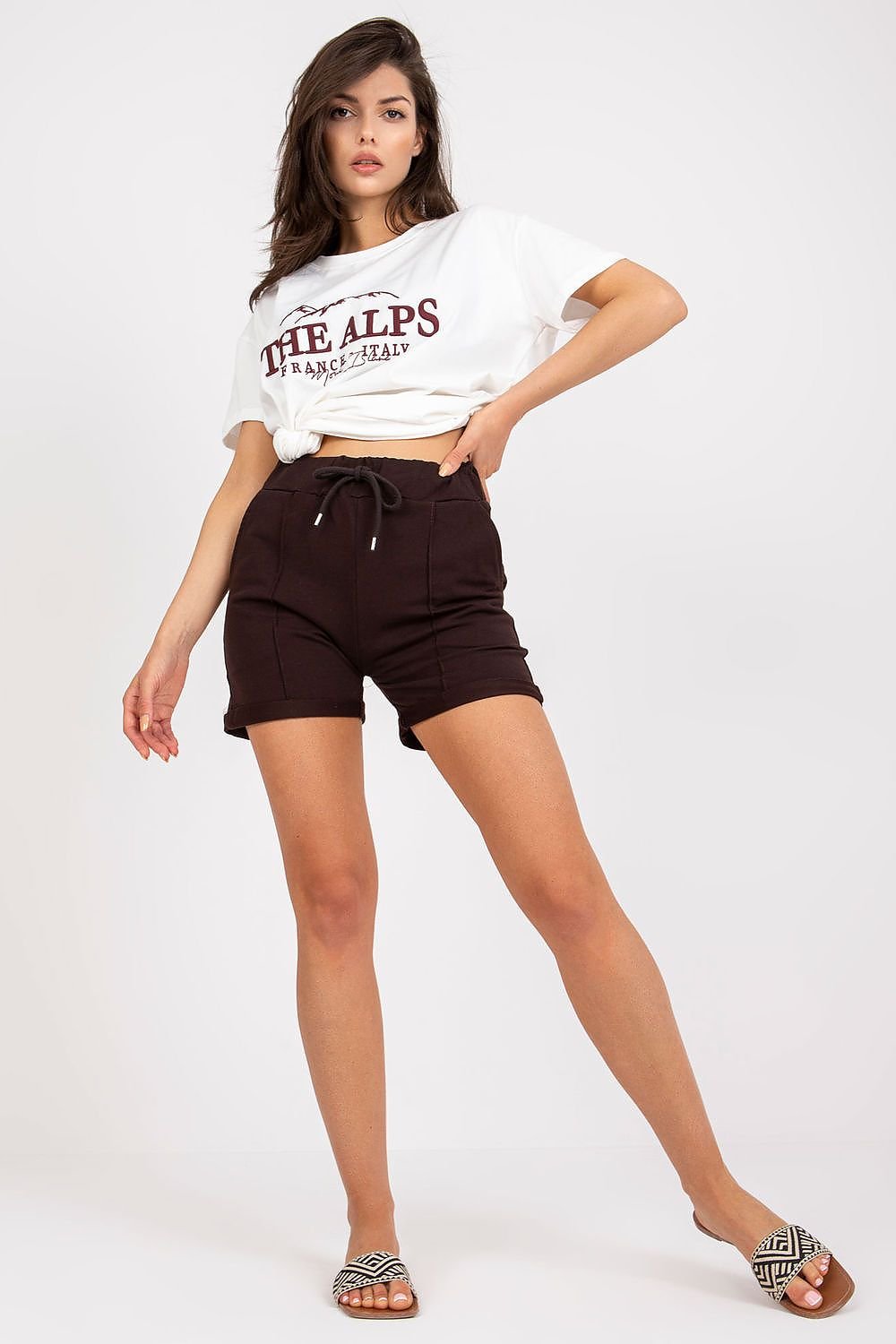 Cotton high-waisted shorts