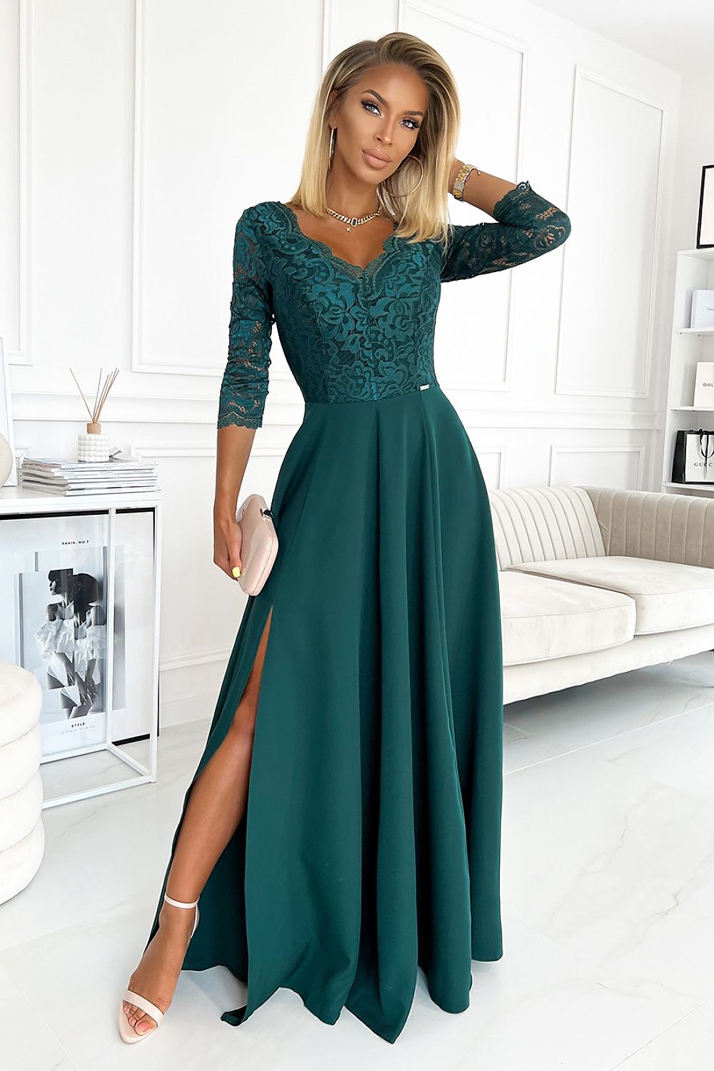 Women elegant long lace maxi dress