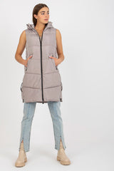 Down quilted vest with hood