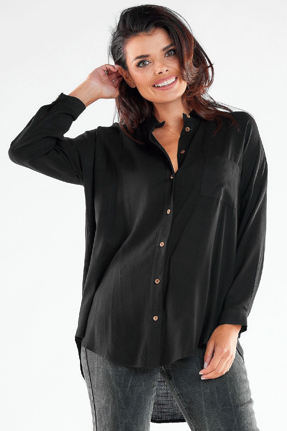 Women Elegant stand-up shirt with long sleeves