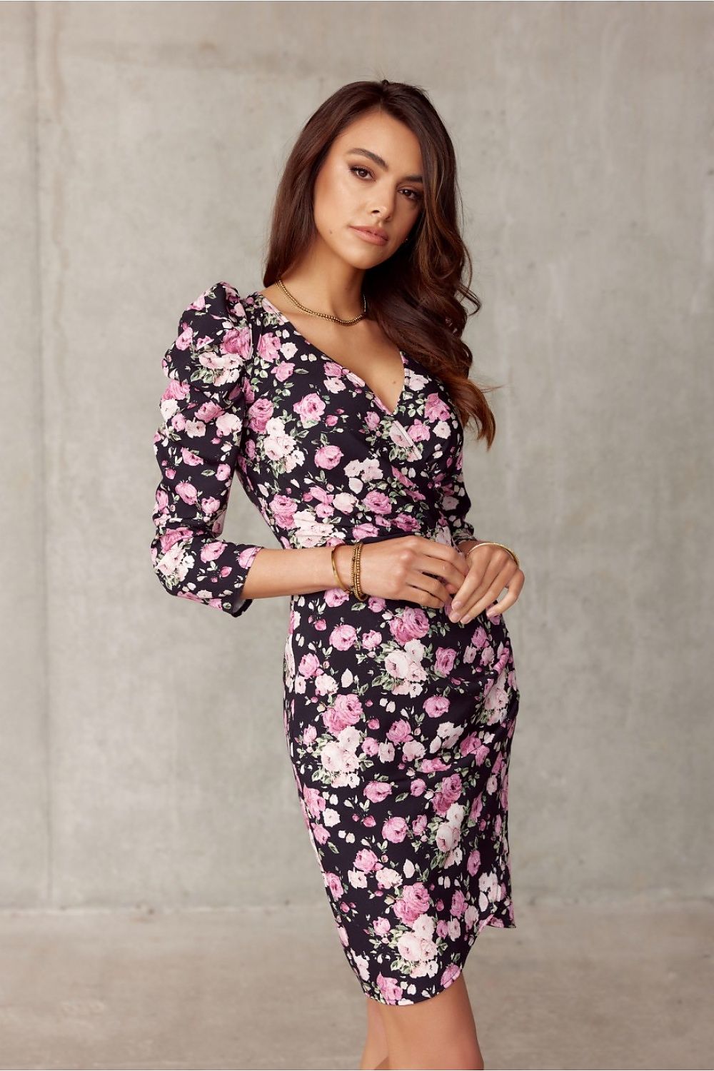 floral full sleeves mini dress