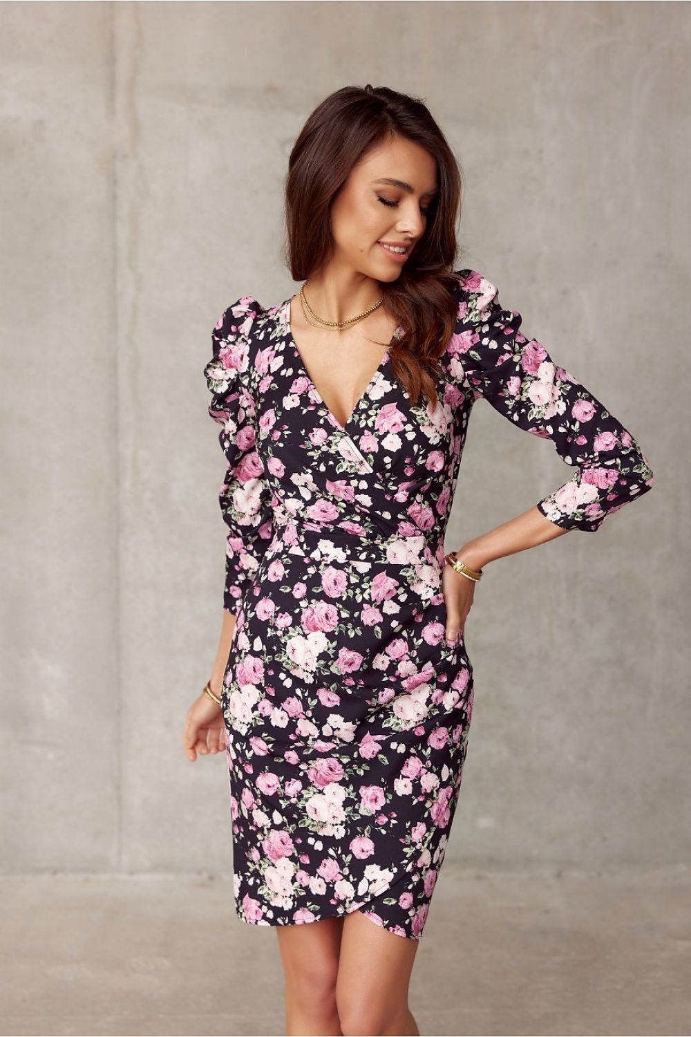 floral full sleeves mini dress