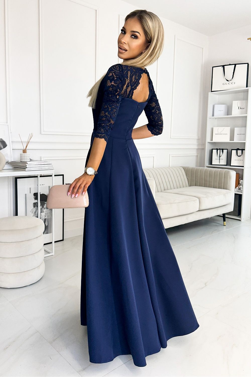 Women elegant long lace maxi dress