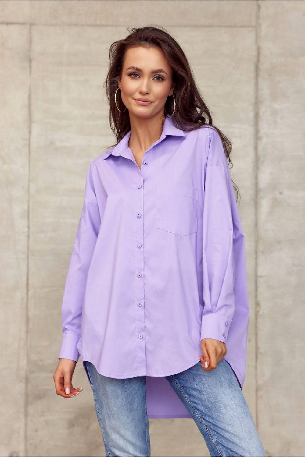 Women's shirt features an oversized cut that will hide any imperfections. Long sleeves