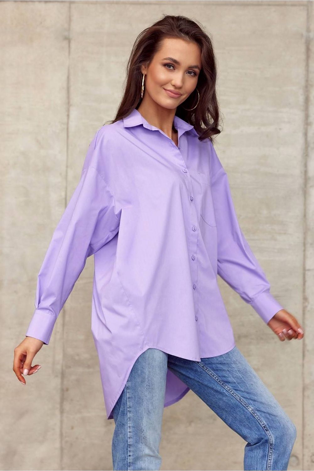 Women's shirt features an oversized cut that will hide any imperfections. Long sleeves