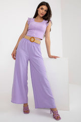 Long fabric pants with high waist