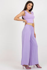 Long fabric pants with high waist