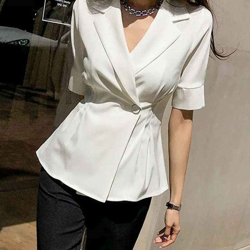 Summer Women Casual Solid Color Slim Blazer Coat